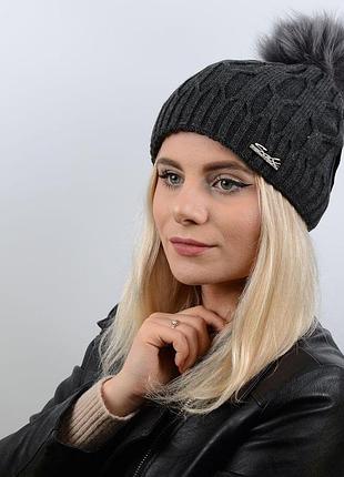 Шапка sh15009 темно-сірий