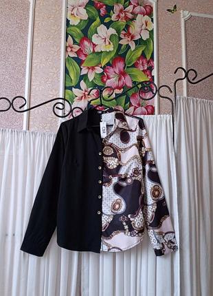 Красива комбінована рубашка в принт chic boutique rose.