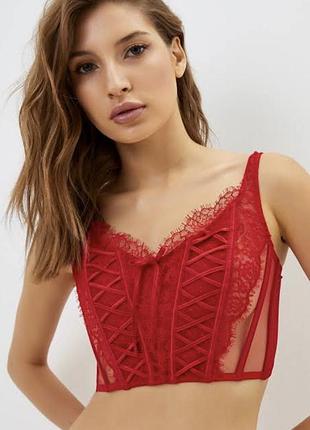 Червоний мереживний топ-корсет victoria secret!