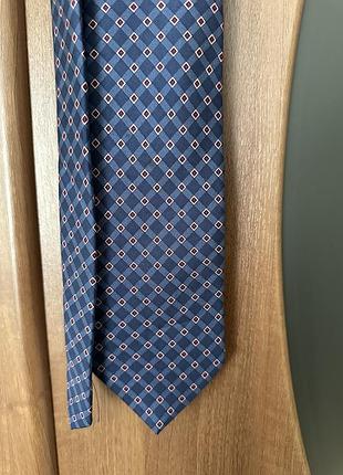 Шелковый мужской галстук marks &amp; spencer синий в розовый квадратик (100% silk)