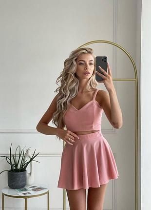 Жіночий костюм шикарний аутфіт з топом і спідницею на гумці розмір: 40-42; 44-46