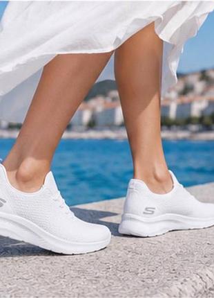 Жіночі кросівки skechers white | легкі та комфортні | під плаття | розміри 36–41 женские легкие кроссовки скечерс