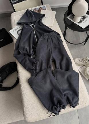 Жіночий костюм (кофта + джоггери на затяжках) oversize якісний фліс не кашлатиться розмір : 42/46 48/52 туреччина