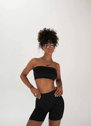 Жіночий костюм skinny (топ+велосипедки) трендовий комплект розмір: 42-46 (оne size)