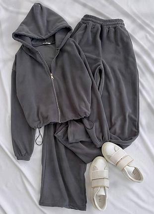 Женский костюм oversize: кофта + штаны на затяжках турция