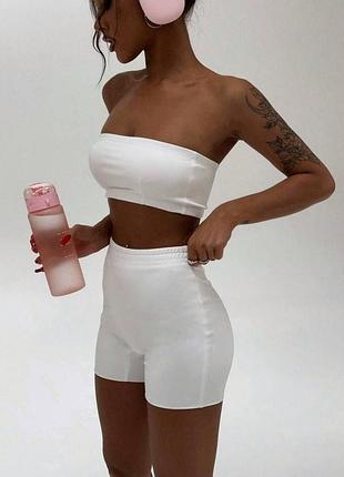 Жіночий костюм skinny (топ+велосипедки) трендовий комплект розмір: 42-46 (оne size)