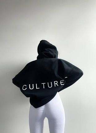 Жіночий худі culture стильний теплий худі оверсайз з максі написом на спинці розмір: 42-48 (oversize)