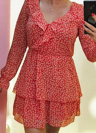 Шифонова  сукня h&m 44р з рюшами
