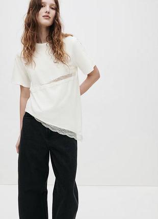 Футболка з мереживною окантовкою h&m (m)