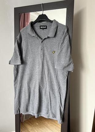 Чоловіча футболка-поло lyle & scott сіра з вишитим логотипом, xl–xxl