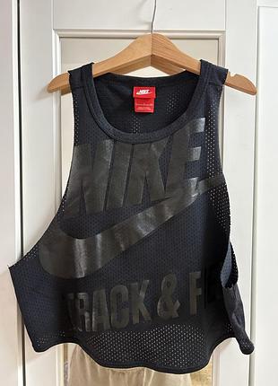 Чорний укорочений топ nike track & field із сітчастої тканини