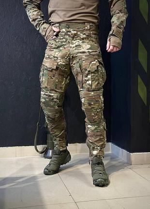 Тактично-польові штани з наколінниками ks-pro military, мультикам mtp