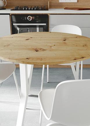 Стіл круглий marsi 3 ferrum-decor 750x870 мм, білий метал, дсп дуб артизан 16 мм, стіл для кухні/вітальні (frd-107430)