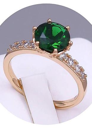 Колечко медзолото с зеленым цирконом xp 18k. р 19