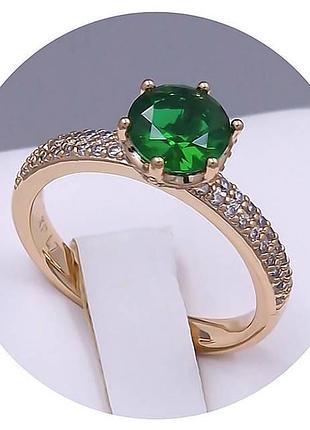 Колечко медзолото с зеленым цирконом xp 18k. р 17.