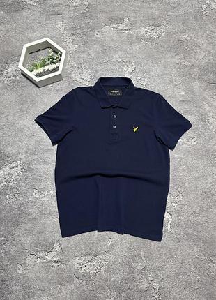 Поло lyle scott оригінал темно-синя базова футболка теніска лайл скотт з жовтим орлом