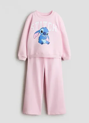Розовый костюм на флисе stitch h&amp;m хм 98 104 110 116