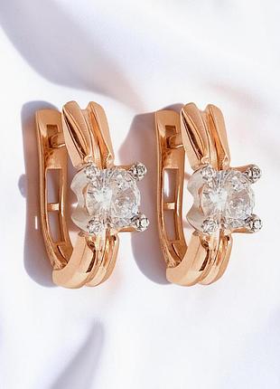 Золотые серьги с фианитами «air gold» 700414-2с