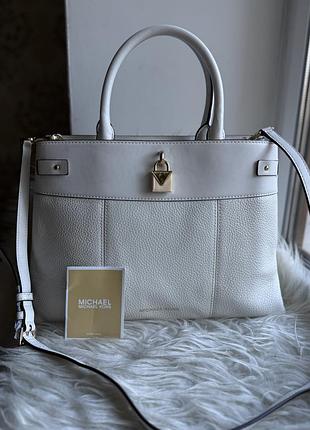Біла шкіряна сумка-тоут michael kors gramercy large
