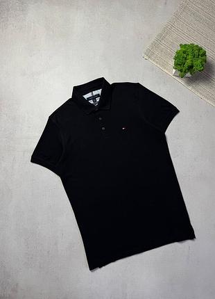 Футболка поло чорна чоловіча tommy hilfiger преміальна оригінальна свіжі колекції