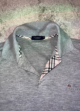 Сіре поло burberry london з довгим рукавом, xl