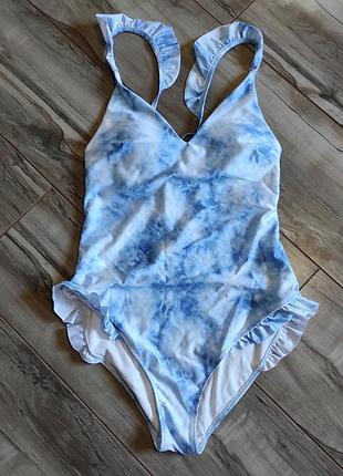Слитный купальник h&amp;m с воланами tie-dye, размер eur 40 (m)