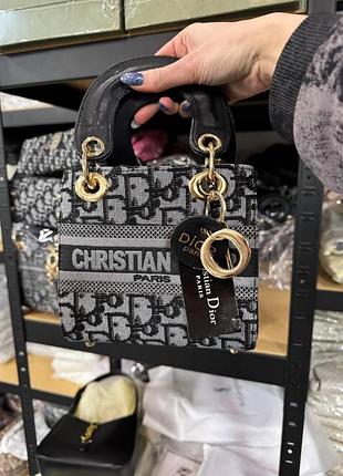 Lady dior міні сірий текстиль є