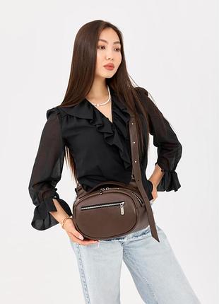 Сумка шкіряна через плече жіноча sambag grace шоколад