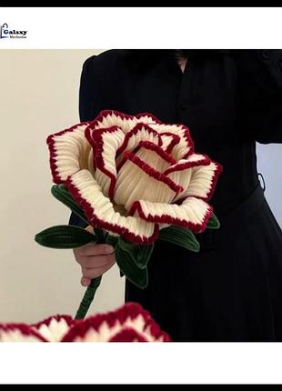 Набір синельного дроту для створення великої троянди 300 шт | бордовий, айворі та зелений синельний дріт для квітів своїми руками
