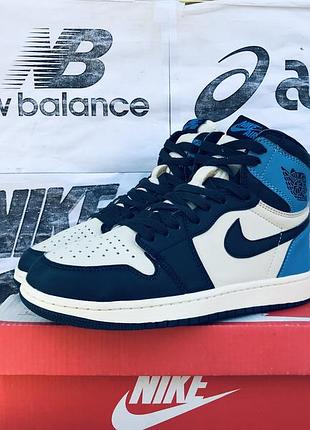 Кроссовки nike air jordan 1 retro high obsidian баскетбольные кожаные