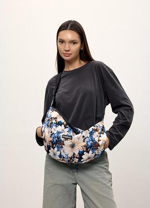 Женская сумка sambag hobo dolly принт "blue flowers"