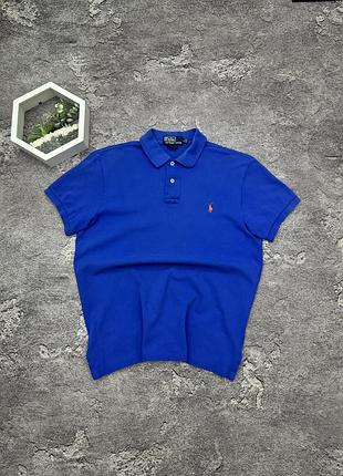 Поло polo ralph lauren оригінал синє футболка теніска ральф лорен з помаранчевим логотипом