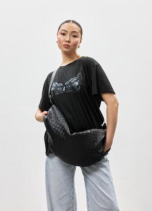 Женская сумка sambag hobo bag-glove черная структурная