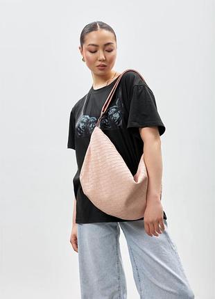 Женская сумка sambag hobo bag-glove пудровая структурная