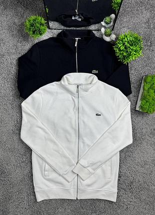 Кардиган мужской lacoste на молнии без капюшона (черный, белый) черный, l