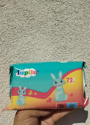 Дитячі вологі серветки lupilu baby wipes 72 шт 0+ без спирту | для новонароджених, чутливої шкіри