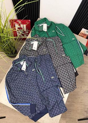 Спортивний костюм чоловічий lacoste монограмний чорний, xxl