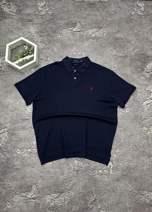Поло polo ralph lauren оригінал темно-синє футболка теніска ральф лорен з червоним логотипом