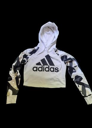 Укорочене кроп-худі adidas оригінал / жіноча толстовка з капюшоном адідас / розмір s