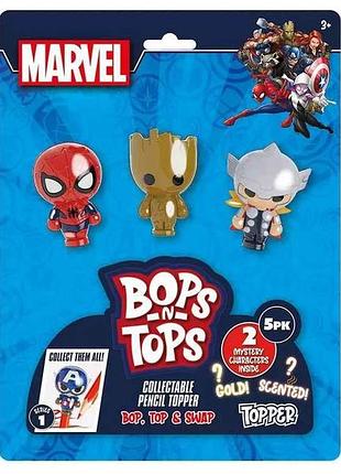 Набор фигурок bop n tops топперов коллекционных марвел (5 фигурок, ассорти) mar-3562-kv-fo тм sambro