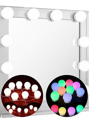 Подсветка для зеркала vanity mirror lights с пультом 10 led ламп rgb изменение яркости и цвета usb qo-23