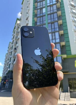 Iphone 12 black 128 gb neverlock 86% + зарядка (подряпини на екрані) неверлок телефон сенсорний