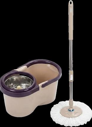 Набор для уборки самоотжимающаяся швабра с ведром с центрифугой rotating mop 360 / турбо швабра лентяйка
