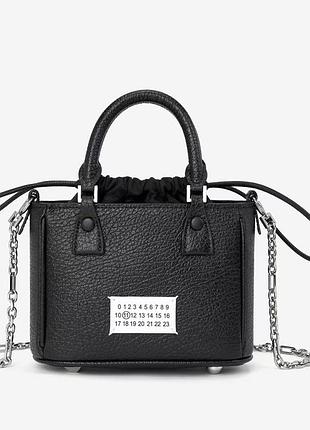 Сумка жіноча maison margiela 5ac horizontal leather tote чорна нова натуральна шкіра