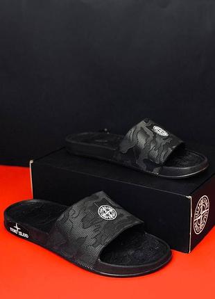 Stone island | чоловічі шльопанці premium | для чоловіків і підлітків | 39–46 мужские сланцы /тапочки /шльопанцы чорные