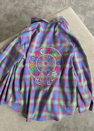 Різнокольрова сорочка у клітинку chrome hearts ♥️