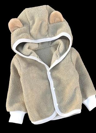 Кофта "ведмедик", набивна махра тм "happy tot" (кофті) оливковий, 68 см