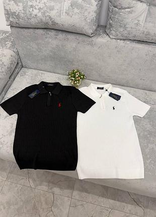 Вязаная футболка-поло polo ralph lauren на молнии | s-l | белая/ черная