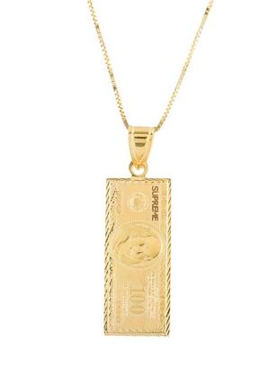 Supreme f/w17 100 dollar  bill gold pendant цепочка