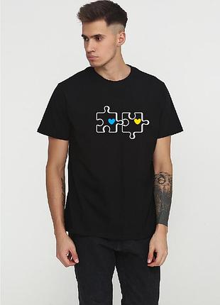 Футболка мужская черная с принтом "пазл", 3xl